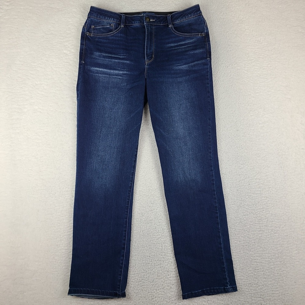 Democracy Jeans Womens 14 Blue Ab Solution Straight Leg Dark Wash Denim